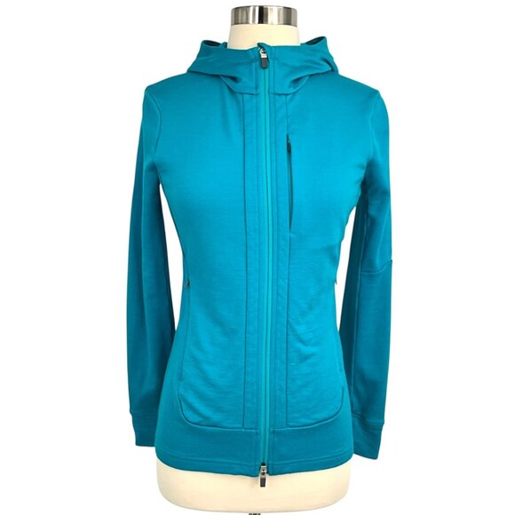 Icebreaker Jackets & Blazers - Icebreaker Quantum II Hoodie Jacket Blue Full Zip 100% Merino Wool Size XS